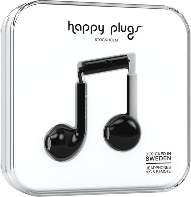 Happy Plugs Earbuds Plus with Mic - Black  - ONLINE ONLY