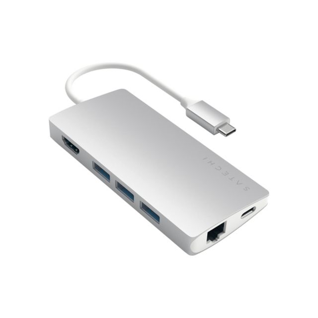 Satechi Type-C Multi-Port Adapter 4K With Ethernet V2, Silver - ONLINE ONLY