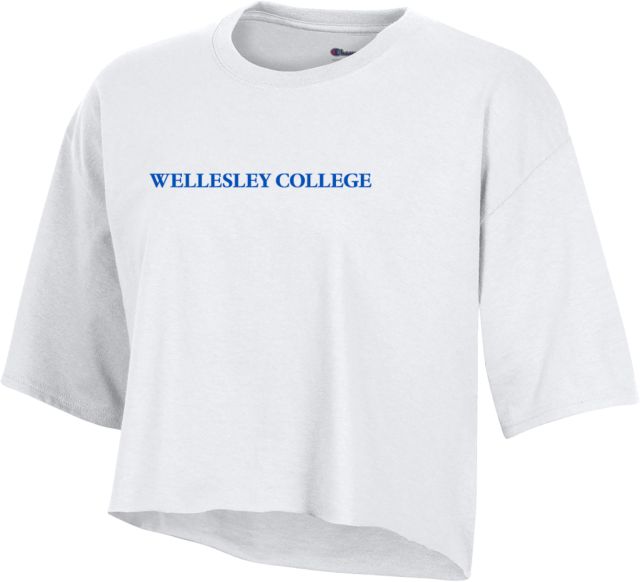 Wellesley Champion Womens Crop Tee Wellesley College Wordmark - ONLINE ONLY