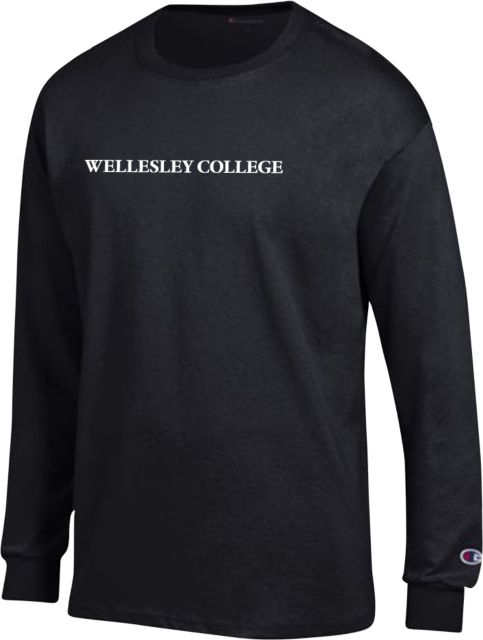 Wellesley Champion Long Sleeve T Shirt Wellesley College Wordmark - ONLINE ONLY