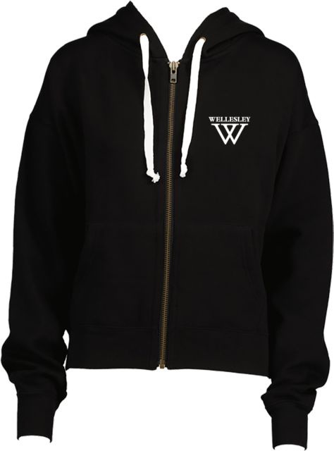 Wellesley ENZA Womens Boxy Full Zip Hood Wellesley College Primary Mark - ONLINE ONLY