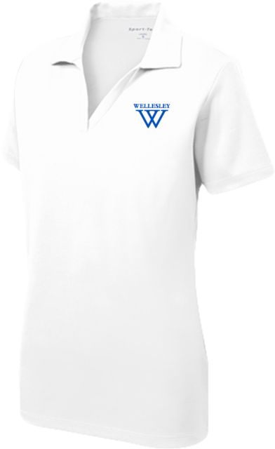 Wellesley Womens Dry Mesh Polo Wellesley College Primary Mark - ONLINE ONLY